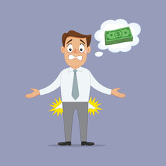 Businessman Has No Money. Flat, Poster, Vector, Illustration, Cartoon, EPS10.