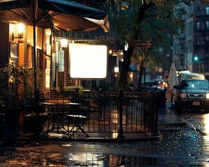 Antique tumbled hollow white signboard opposite stone