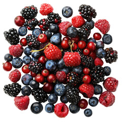 Wild berries mix isolated on transparent background