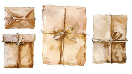 Brown Paper Packages Tied Up With String Watercolour