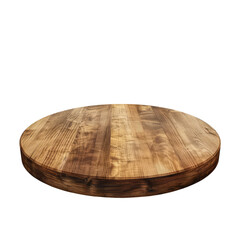 Wooden round podium isolated on transparent background