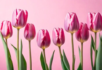 pink tulips on white background