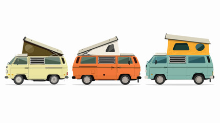 Campervans flat vector isolated on white background 
