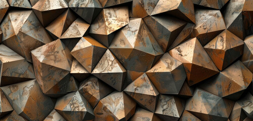 Angular metallic blocks in a mix of copper and silver tones.