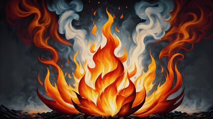 Burning flames for detail.  AI generated image, ai.