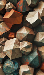 Angular metallic blocks in a mix of copper and silver tones.