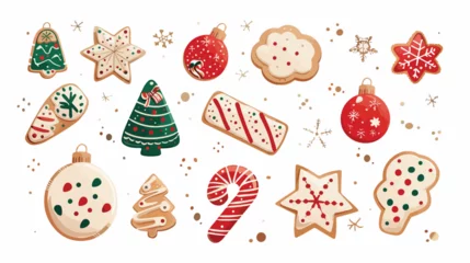 Tafelkleed Christmas Cookies flat vector isolated on white background © Ideas