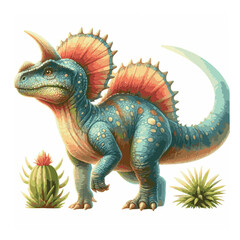 Dinosaur Watercolor illustration, Dinosaur Watercolor painting