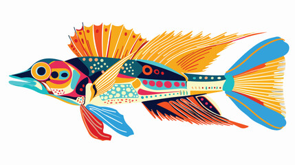 Colorful Exotic Fish flat vector isolated on white background
