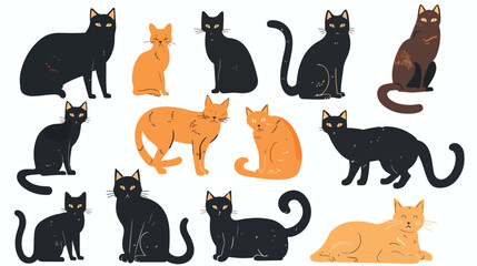 Cosmic Cats flat vector isolated on white background