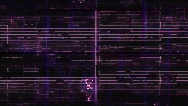 Purple glowing lights lines rectangular background 