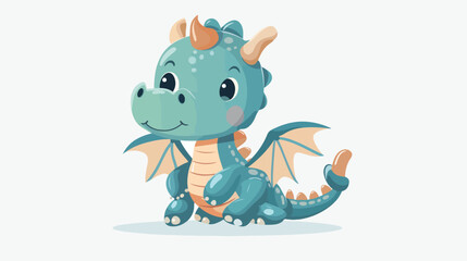 Cute Baby Dragon flat vector isolated on white background