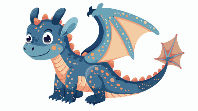 Cute Baby Dragon flat vector isolated on white background