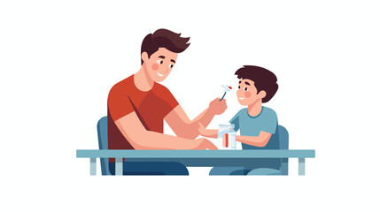 Boy receiving a vaccination. Vector illustration 