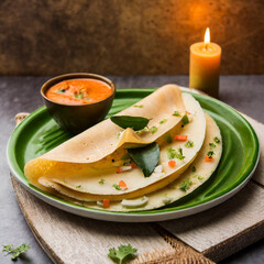 dosa, also called dosai, dosey, or dosha, is a thin pancake in south indian cuisine
