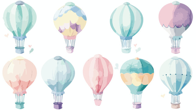 Cute Pastel Hot Air Balloons Watercolour flat vector © Ideas
