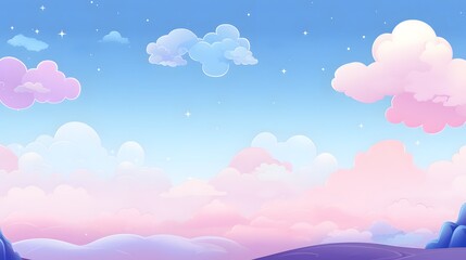 Fototapeta na wymiar Soft, cotton-candy clouds drift through a dreamy pastel sky, evoking a sense of peace and whimsical daydreaming