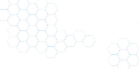 White pattern of hexagons Abstract background with hexagons. Modern simple style hexagonal graphic concept. Futuristic abstract honeycomb technology white background. 