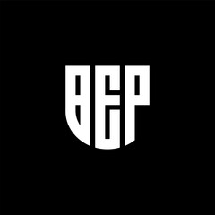 BEP letter logo design with black background in illustrator, cube logo, vector logo, modern alphabet font overlap style. calligraphy designs for logo, Poster, Invitation, etc.