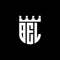 BEL letter logo design with black background in illustrator, cube logo, vector logo, modern alphabet font overlap style. calligraphy designs for logo, Poster, Invitation, etc.