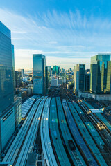 東京都市風景　早朝の東京駅