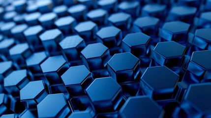Close-up of a 3D hexagonal pattern with a sleek