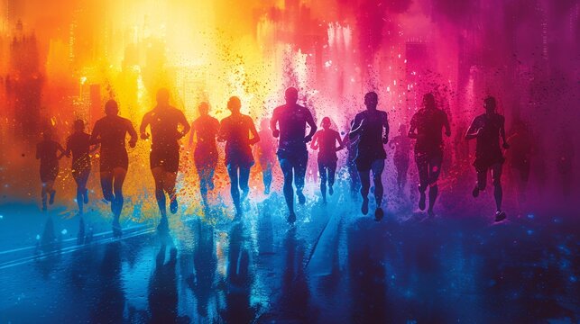 Stunning vibrant customizable marathon event poster design.