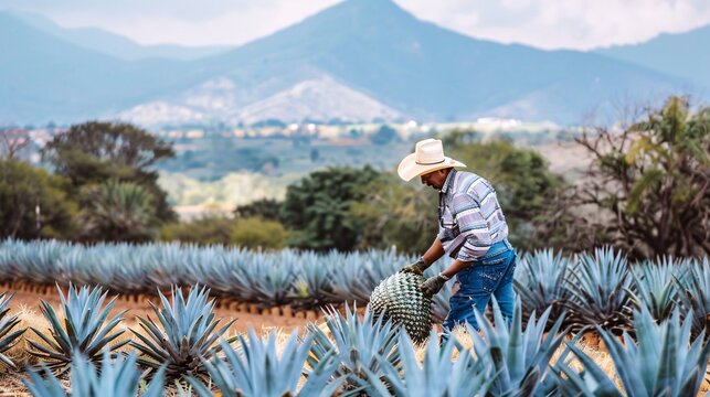 Gathering agave in Mexico.