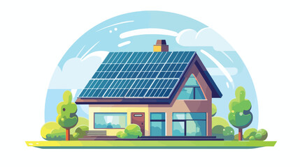 Obraz na płótnie Canvas Clean modern icon house with solar panels.