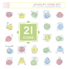 Icon Set Jewelry. related to Wedding symbol. Color Spot Style. simple design editable. simple illustration