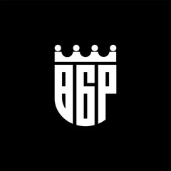 BGP letter logo design with black background in illustrator, cube logo, vector logo, modern alphabet font overlap style. calligraphy designs for logo, Poster, Invitation, etc.