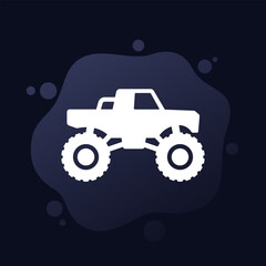 monster truck icon, offroad vehicle vector © nexusby
