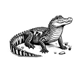 american alligator hand drawn vector illustration