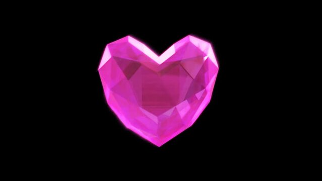 3DCG single pink heart rotation loop video
