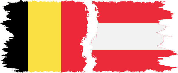 Austria and Belgium grunge flags connection vector