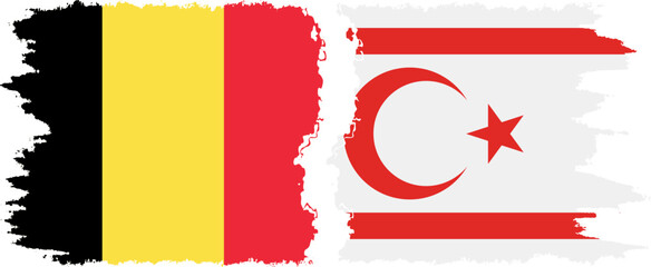 Turkish Republic of Northern Cyprus and Belgium grunge flags conne