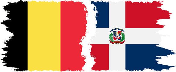 Dominican Republic and Belgium grunge flags connection vector