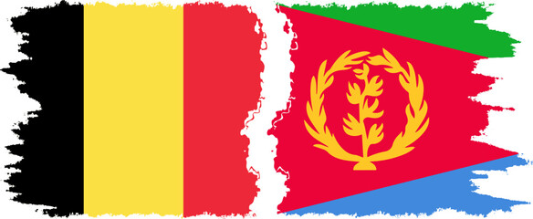 Eritrea and Belgium grunge flags connection vector