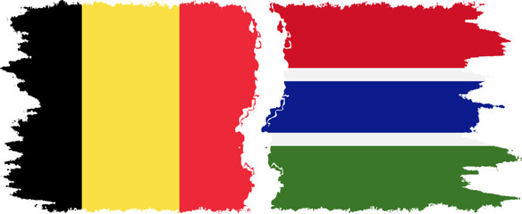 Gambia and Belgium grunge flags connection vector