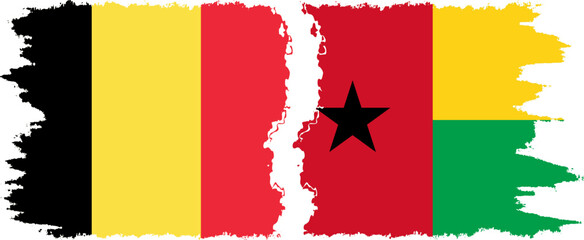 Guinea Bissau and Belgium grunge flags connection vector