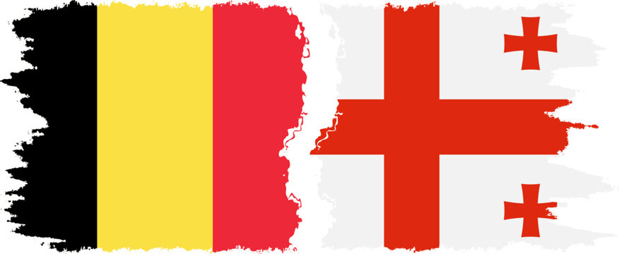 Georgia and Belgium grunge flags connection vector