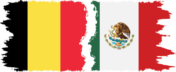 Mexico and Belgium grunge flags connection vector