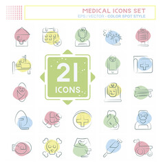 Icon Set Medical. related to Pharmacy symbol. Color Spot Style. simple design editable. simple illustration