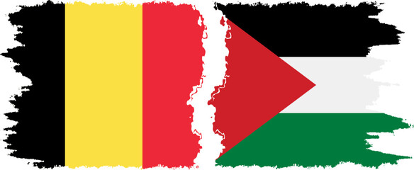 Palestine and Belgium grunge flags connection vector