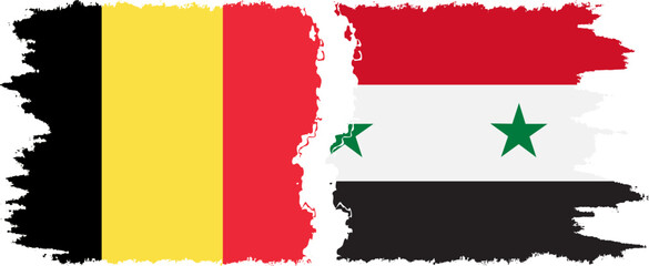 Syria and Belgium grunge flags connection vector