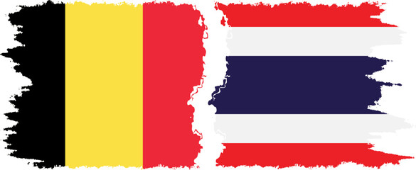 Thailand and Belgium grunge flags connection vector