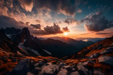 Cercles muraux Tatras sunset in the mountains generated by AI