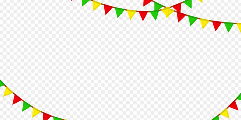 Colorful party triangles on transparent background