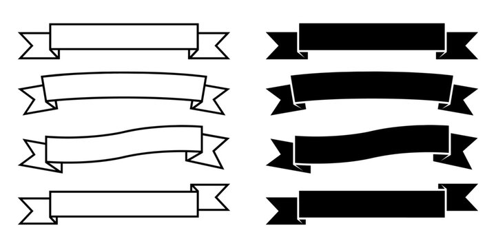 ofvs559 OutlineFilledVectorSign ofvs - ribbon banner set vector icon . classic vintage 3D illustration . isolated transparent . black outline and filled version . AI 10 / EPS 10 / PNG . g11902