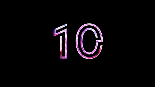 Glowing neon animated number 10 (Ten). Bright neon glowing number 10. Education concept